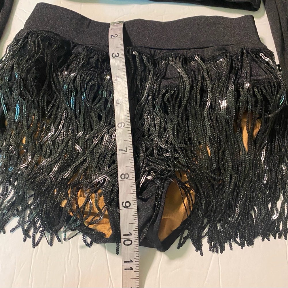 Revolution Black Sequin and Fringe Kids Dance Costume - Picture 4 of 7
